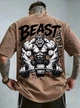 Мужская футболка оверсайз XL с принтом BEAST, хлопковая футболка с рисунком монстра и штангой - изображение 2