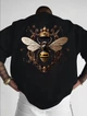 Мужская футболка оверсайз XXL с принтом Пчела и Корона, черная футболка streetwear с рисунком на спине - изображение 2