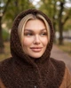 Капор-капюшон c воротником эко мех Тедди ангора 964 La Visio коричневый 55-58р - изображение 2