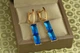 Сережки Xuping Jewelry підвіски подвійний прямокутний блакитний фіаніт 4,3 см золотисті - зображення 2