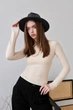 Шерстяная шляпа Федора с декором и цепочкой PEARL WOOL HAT черная - изображение 2