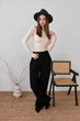 Шерстяная шляпа Федора с декором и цепочкой PEARL WOOL HAT черная - изображение 4