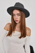 Шерстяная шляпа Федора с декором и цепочкой PEARL WOOL HAT темно-серая - изображение 2