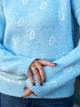 Женский свитер вязаный с узором Floral Sweater голубой One Size - изображение 4