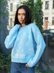 Женский свитер вязаный с узором Floral Sweater голубой One Size - изображение 5