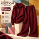 Жіночий костюм із кофтою та штанами бордо 52–54, м’яка в’язана фактура, тканина ангора в’язка Арктика - зображення 1