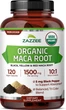 Добавка премиум-класса перуанская мака поддержка энергии выносливости Zazzee Organic Maca Root 120 капсул - изображение 1