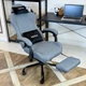 Геймерское кресло DEXON VELARIS RD-6072 с подставкой для ног, из льняной ткани + мягкие подушки из велюра, металлическая крестовина, Серый - изображение 5