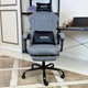 Геймерское кресло DEXON VELARIS RD-6072 с подставкой для ног, из льняной ткани + мягкие подушки из велюра, металлическая крестовина, Темно-серый - изображение 3