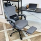 Геймерское кресло DEXON VELARIS RD-6072 с подставкой для ног, из льняной ткани + мягкие подушки из велюра, металлическая крестовина, Темно-серый - изображение 5