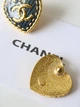 Сережки Chanel золотисті Шанель чорне серце (203) - зображення 3