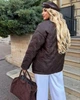 Жіноча демісезонна стьобана куртка подовженого крою з трикотажною планкою та кишенями ELFBERG RE-172 58-60 Шоколадний (2000001165744) - зображення 3