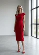 Платье женское с короткими рукавами однотонное Marks&Spenser Вишневое 20167 L (укр 48) - изображение 1