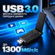 Wi-Fi адаптер мережева карта для пк бездротовий мережевий адаптер USB 3.0 2.4G/5G 1300 Мбіт/с AX1300M Wifi ресивер Kayfovo WA-1300 - зображення 2