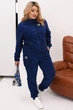 Спортивный костюм женский утепленный двойка из полар-флиса с кофтой на молнии, воротником стойкой, карманами на молниях и брюками джоггерами больших размеров G&M k-133402 48-50 Размер цвет синий - изображение 1