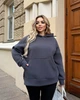 Худи женское утепленное оверсайз из трехнитки на флисе с капюшоном, карманом кенгуру и декоративной аппликацией больших размеров G&M k-133353 48-52 Размер цвет графит - изображение 4
