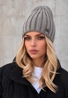 Демисезонная женская шапка лопатка CALVIN KLEIN с шерстью и кашемиром без подворота серая - изображение 1