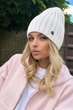 Демисезонная женская шапка лопатка CALVIN KLEIN с шерстью и кашемиром без подворота белая - изображение 1