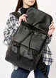 Женский рюкзак ролл Sambag Loft Zard 46x28x13 см экокожа чёрный с клапаном - изображение 8