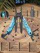 Мультитул 25-в-1 Multitool Pliers карманный туристический с плоскогубцами ножом кусачками отвертками битами и чехлом, sky-blue - изображение 2