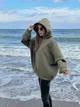 Худі Unisex з турецької тринитки пеньє на флісі з білою вишивкою ukraine на спине 42-50 хакі - зображення 2