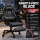 Компьютерное кресло Hanert G-Force Black геймерское с подставкой для ног Tilt вращением 360° до 120 кг черное - изображение 1