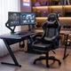 Компьютерное кресло Hanert G-Force Black геймерское с подставкой для ног Tilt вращением 360° до 120 кг черное - изображение 5