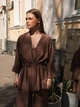 Жіночий костюм у відтінку шоколад з віскози (кімоно, майка та брюки) - 46 - зображення 6