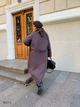 Пальто женское шерстяное оверсайз утепленное на пуговицах с поясом осень зима 54-58 коричневый - изображение 7