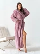 Длинный махровый теплый халат на запах с капюшоном и поясом ISSA PLUS 15953 3XL сиреневая (issa2007682880386) - изображение 2
