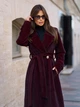 Демісезонне подовжене пальто зі штучного хутра під норку ISSA PLUS 15907 40 темно-бордове (issa2007682874774) - зображення 4