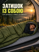 Спальний мішок CampNest зимовий до −5 °C, спальник ковдра з капюшоном 210×75 см, зелений із сірою підкладкою - зображення 8