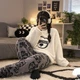 Жіноча тепла піжама Lesko Bear Білий + Сірий M костюм для дому - зображення 4