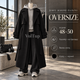 Пальто oversize женское черное 48–50 на весну и осень, длинное кашемировое на подкладке с отложным воротником - изображение 1