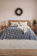 Муслінове новорічне покривало Saheser Merry 240 х 260 см. Navy Blue синій - зображення 2