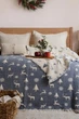 Муслінове новорічне покривало Saheser Merry 240 х 260 см. Navy Blue синій - зображення 3