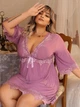 Пеньюар з мереживом фіолетовий 2XL з рукавами - зображення 4