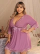 Пеньюар з мереживом фіолетовий 2XL з рукавами - зображення 5