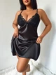 Атласний пеньюар чорний з мереживом 2XL - изображение 5
