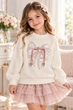 Светрик в’язаний Pink Bow світлий бежевий 146 см - изображение 1