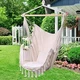 Подвесное кресло-гамак 130х100см с планкой 90см с двумя подушками 40*40 Белый - изображение 2