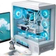 Корпус для ігрового настільного комп'ютера Aigo Starry Sky White ATX з подвійним водяним охолодженням 360 мм, 9,6-дюймовим HD-екраном, панорамним оглядом 270° та відеокартою 5090 - изображение 1
