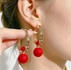 Серьги 2в1 Кольцо и гвоздик две бусины Fashion Jewelry золотистые - изображение 2