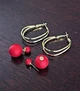 Серьги 2в1 Кольцо и гвоздик две бусины Fashion Jewelry золотистые - изображение 4