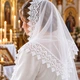 Венчальный платок женский с цветочным кружевом 80×80 см, белая прозрачная накидка на голову для церкви и венчания (PV-1092) - изображение 3