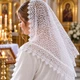 Венчальный платок женский кружевной 80×80 см, белая ажурная накидка с розами на голову для церкви и венчания (PV-1094) - изображение 2