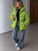 Куртка женская Lady Yep 30390 пуффер с капюшоном и затяжкой на талии 44 зеленая - изображение 7
