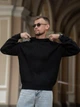 Чоловічий светр теплий вільного крою Oversize чорний L - зображення 3