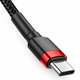 Кабель Baseus Cafule USB Type-C to Type-C 60W 3A 1 м, Black/Red - изображение 4