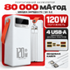 УМБ павербанк батарея powerbank 80000 mAh 120W Fast charge швидка зарядка з ліхтариком Kayfovo Q-28 - изображение 1